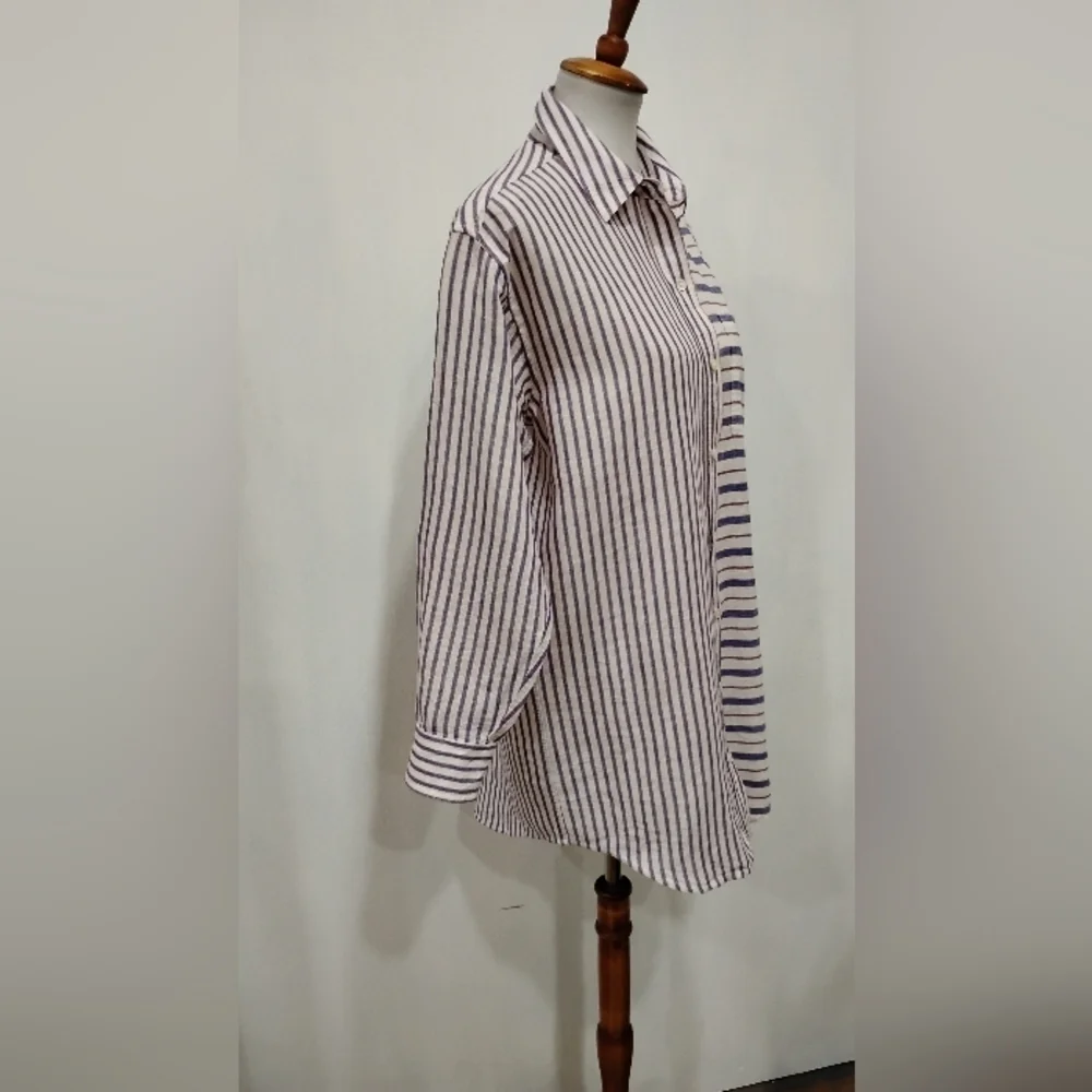 J. CREW STRIPED LINEN SHIRT DRESS